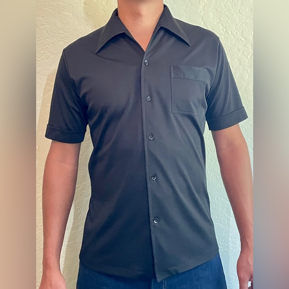 Vintage 70s Joel California Black SS Shirt - Mens Large